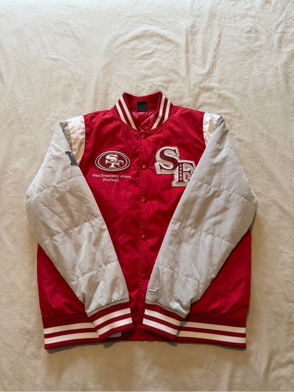 Signature San Francisco 49ers Football Snap-Front Jacket Red/White Red/Gray